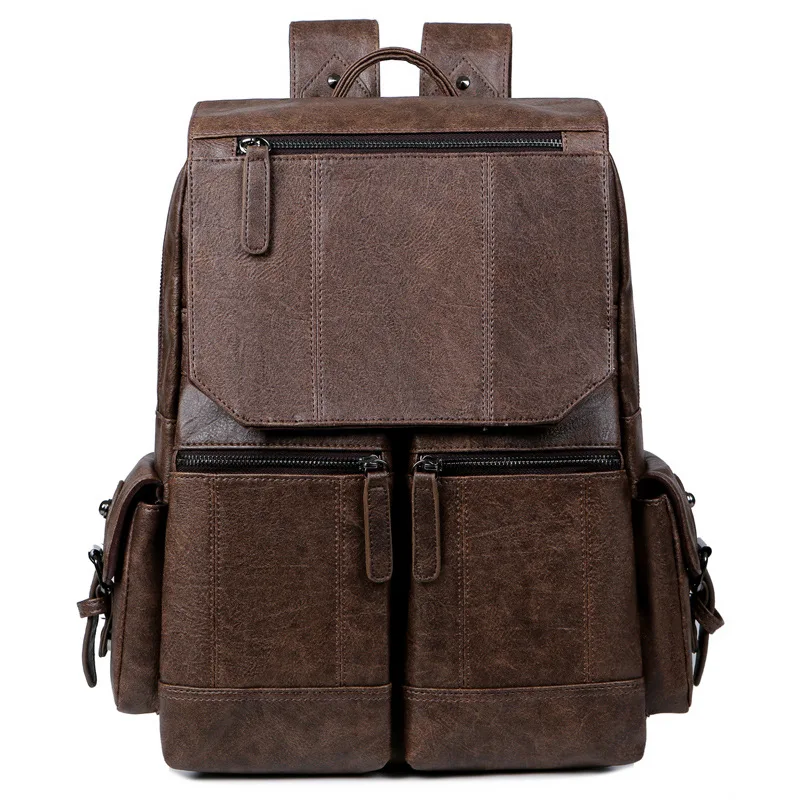 

Vintage men's bag, PU leather men's backpack, super large capacity travel backpack, computer bag, high quality double backpack