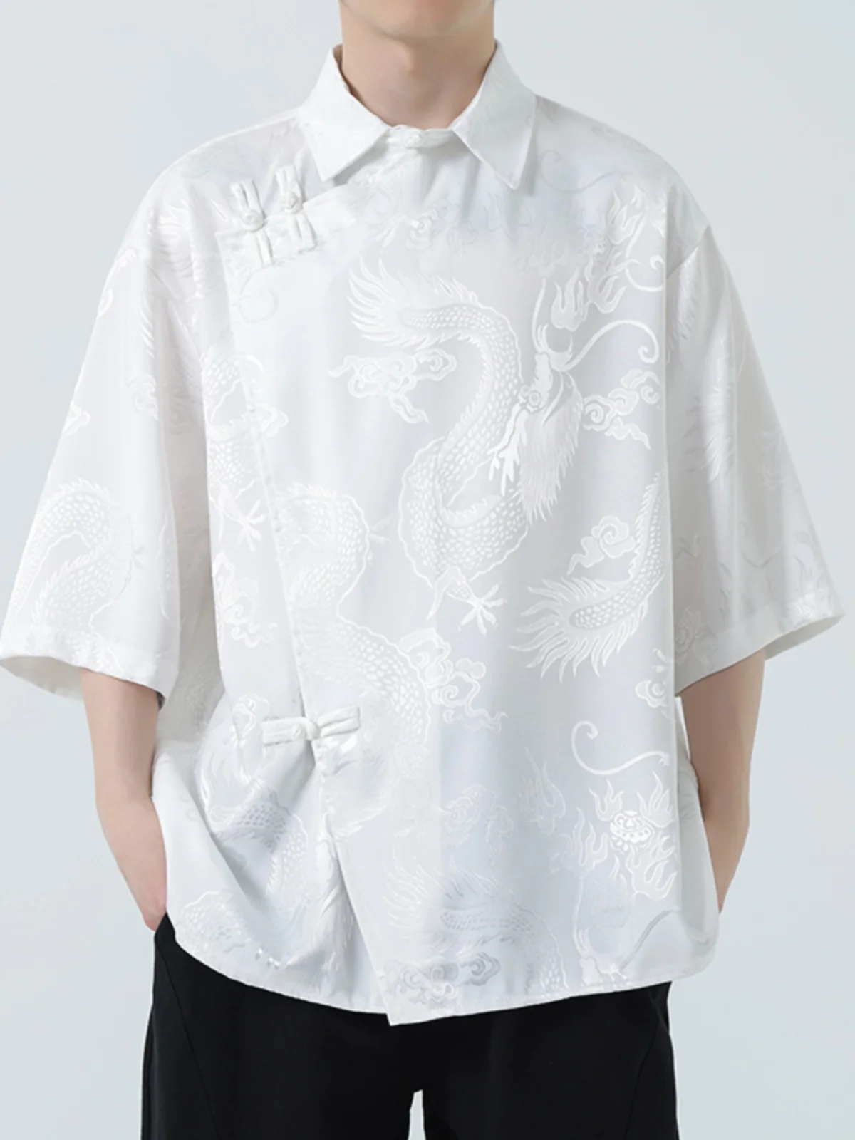 Новый китайский костюм мужские летние рубашки с короткими рукавами из ледяного