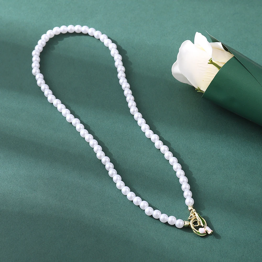

Vintage Fashion Simulation Pearl Geometric Flower Beaded Choker Necklaces for Women Girls Trendy Elegant Simple Necklace Jewelry