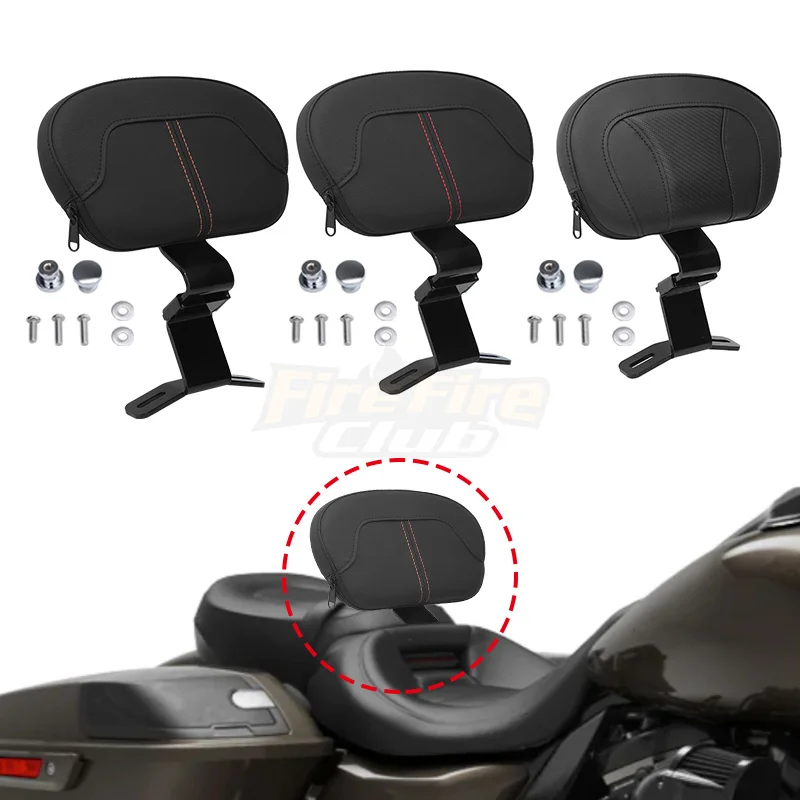 Motorcycle Driver Backrest Black Rider Seat Cushion Pad For Harley Touring Road King Electra Street Road Glide FLHTCU 09-22