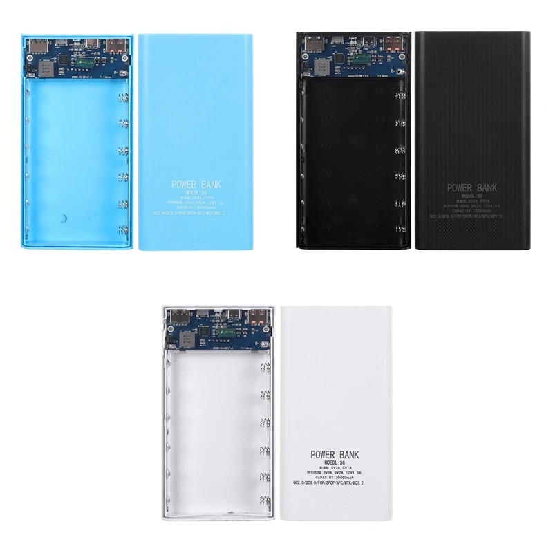 18650 Аккумуляторная батарея Power Bank Box 22 5 Вт Быстрая зарядка для 6X18650 аккумуляторной