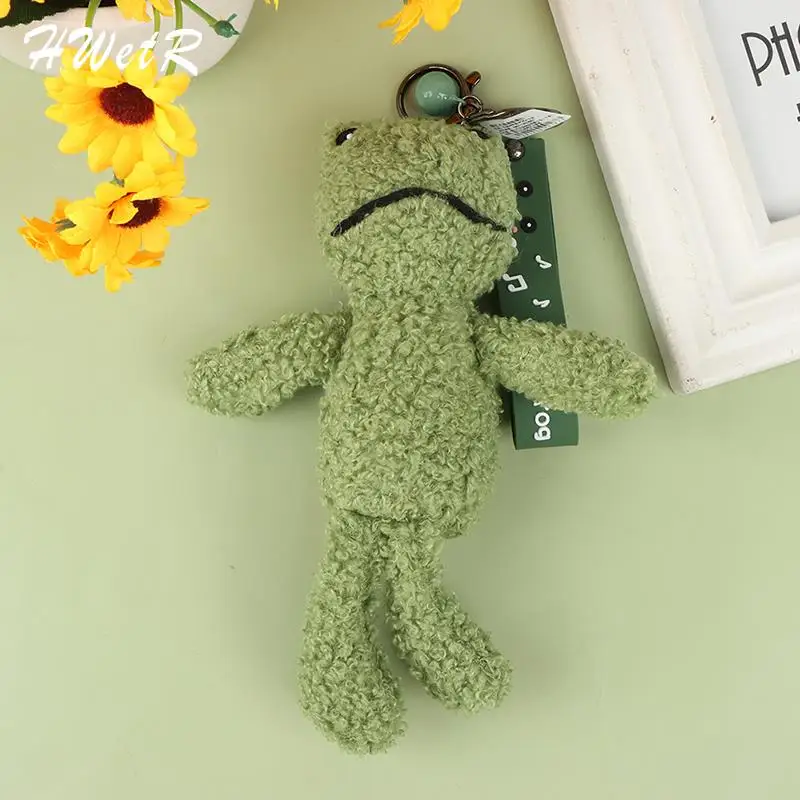 New Ugly Smiling Face Green Frog Plush Doll Keychain For Women Men Personalized Bag Ornaments Key Chain Jewelry Accessories