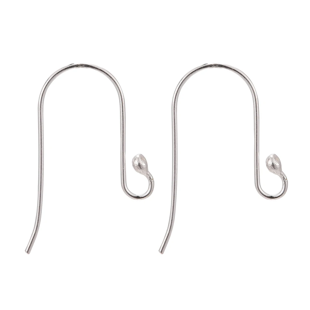 

2Pair Sterling Silver Earring Hooks Silver 12x12mm Hole: 2mm Pin: 0.5mm