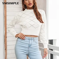 autumn winter women long sleeve o neck short sweater female clothing y2k crop tops knitted white jerseys pullover sweaters 2022