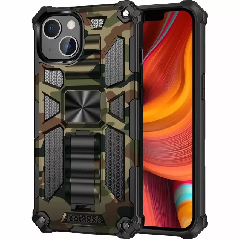 

Funda Case for iPhone 12 Pro Max iPhone 13 Pro Max XS Max 7 8 Plus Camouflage Armor Coque Heavy Protection Phone Case Cover Capa