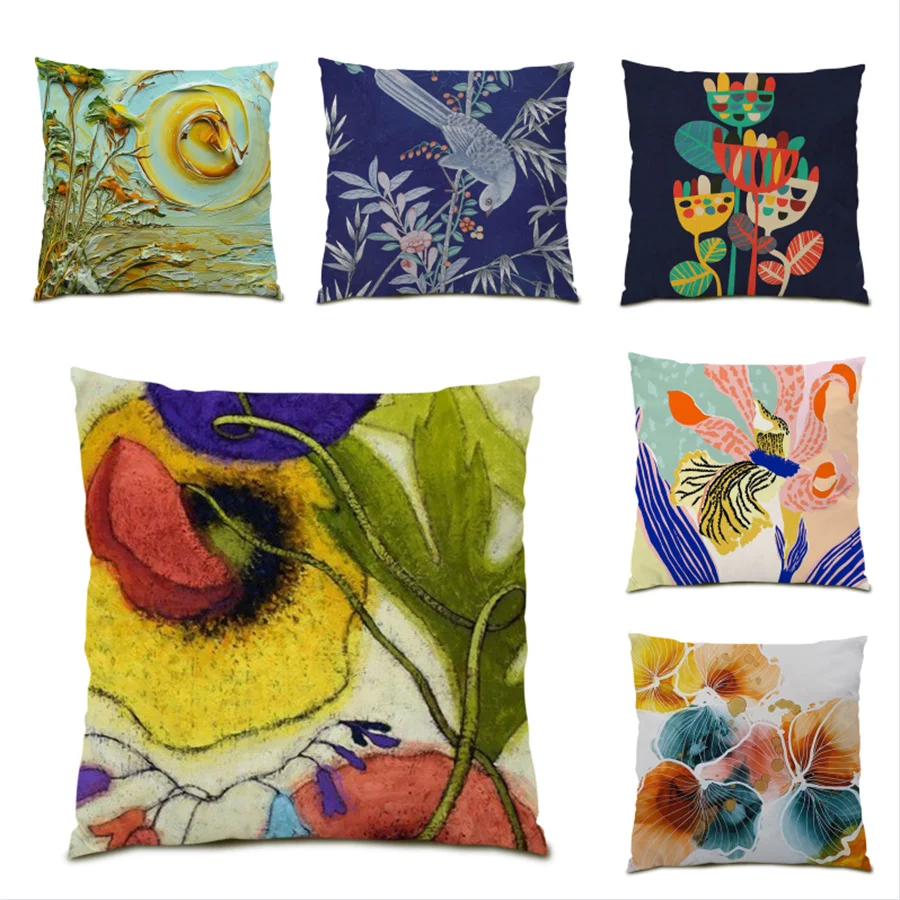 

Cushions Cover Velvet Fabric Decoration Home Decor Polyester Linen Decorative Cushion Covers Fashion New Pillowcase Flower E0491
