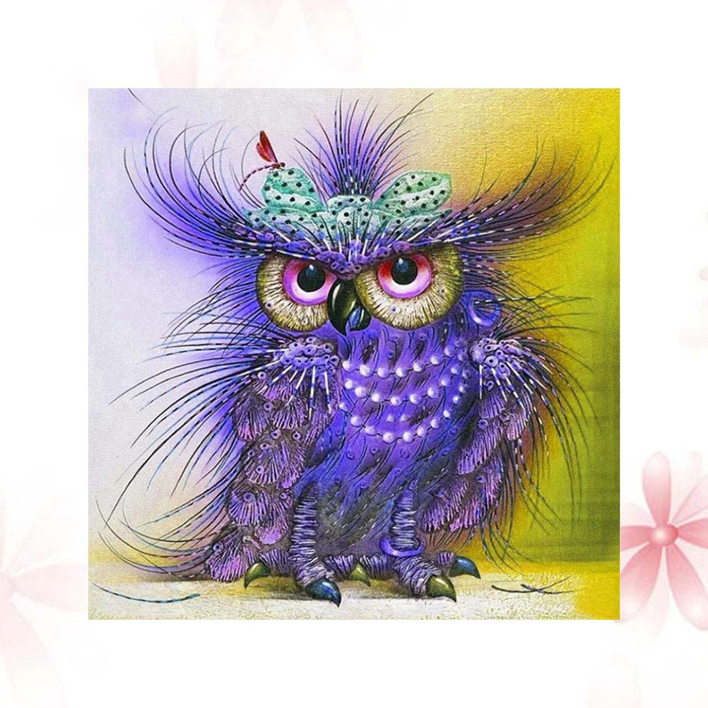 

5D DIY Unframed Diamond Embroidery Painting of Purple Owl Handmade Cross Stitch Printing Craftwrok Paintings