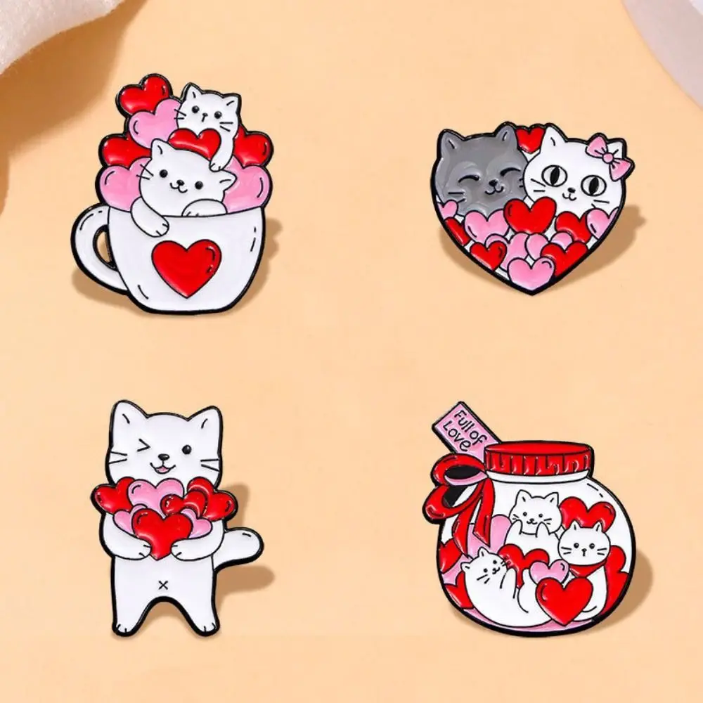 Эмалированная брошь с милыми кошками сладкий котенок пара фото свадебные