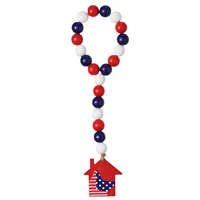 4th of july wood beads wall hanging beads with american flag farmhouse heart shaped tag decorative beads garland with american