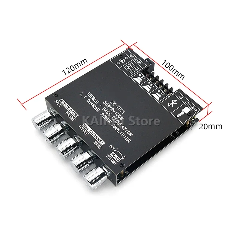 ZK-TB21 TPA3116D2 Bluetooth 5 0 Плата усилителя сабвуфера 50WX2 + 100 Вт 2 1-канальная плата