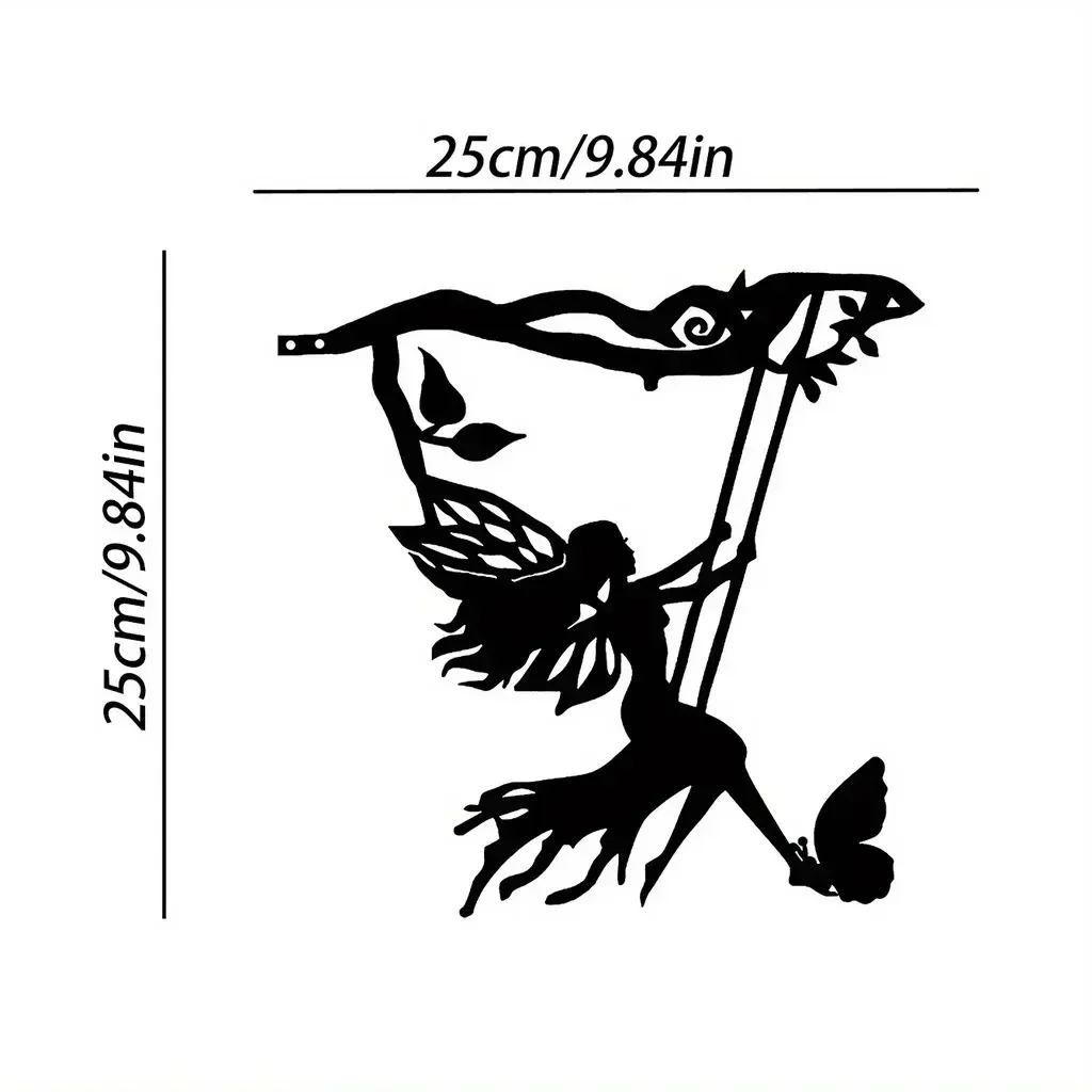 Металл феи и ведьма на ветке стальное силуэтное Дерево Искусство для сада двора