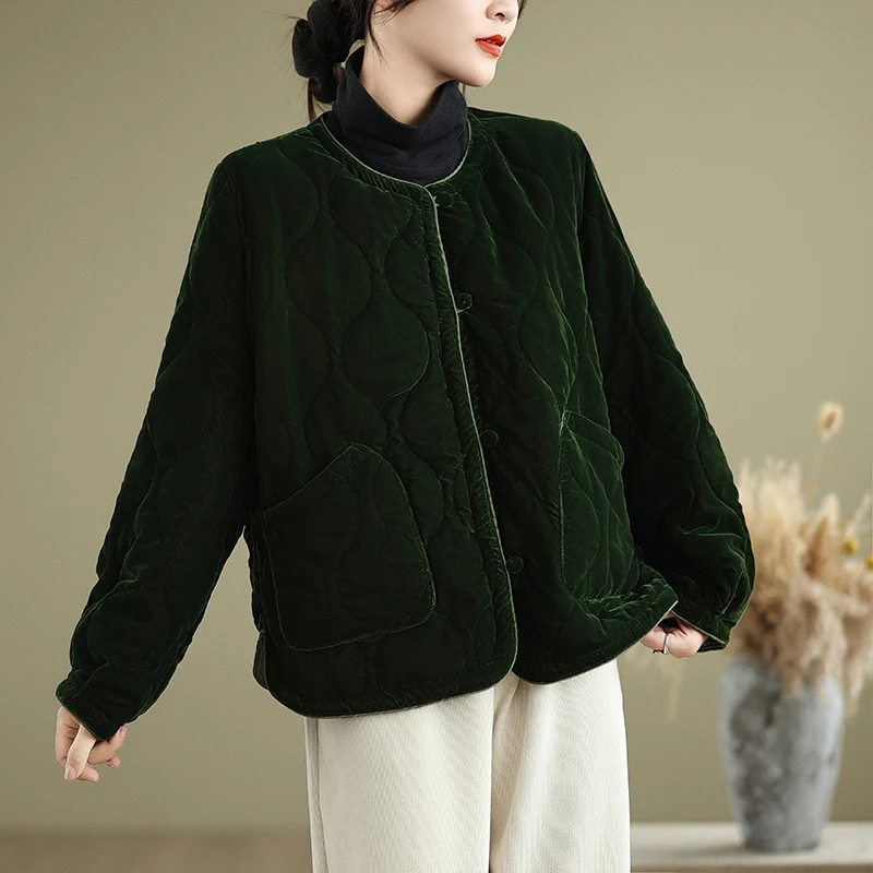 Сплошной цвет осень-зима новая повседневная хлопковая куртка в стиле ретро