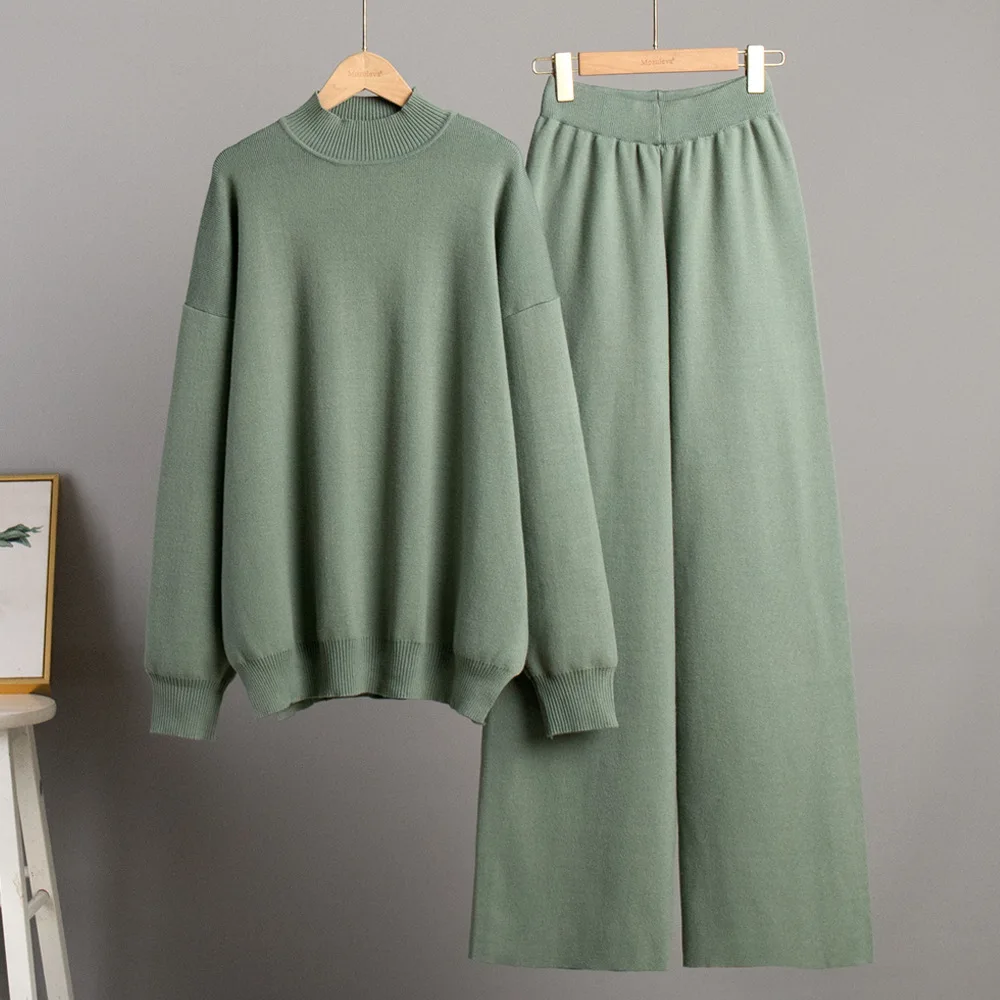 Зимние толстые женские трикотажные костюмы мягкие комплекты из 2 предметов