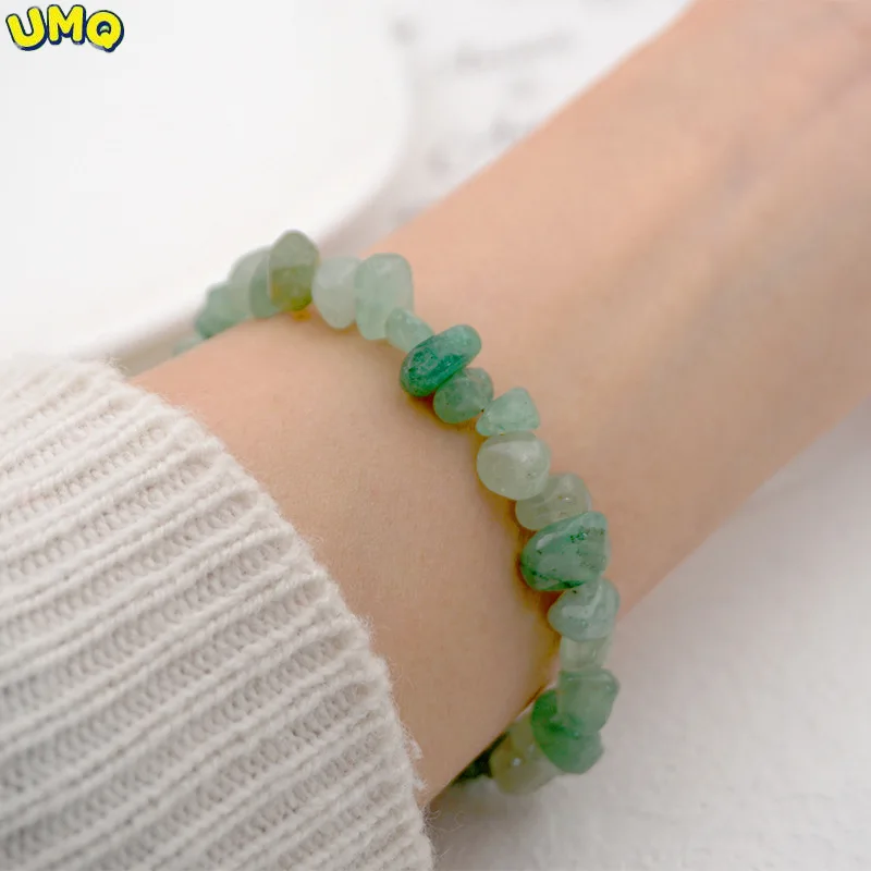 

UMQ Spring and Summer New Stone Bracelet Women's Irregular Crystal Strap Green Crystal Bracelet Best Friend Gift