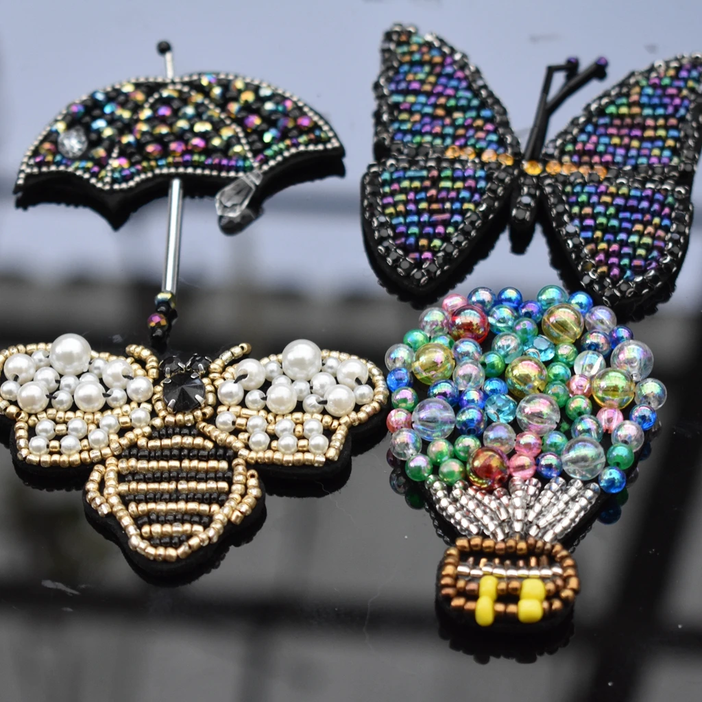 

Пчелиные блестки стразы брошь с бусинами нашивки аппликация Зонт вышивка Пришивание нашивка модная одежда украшение нашивка