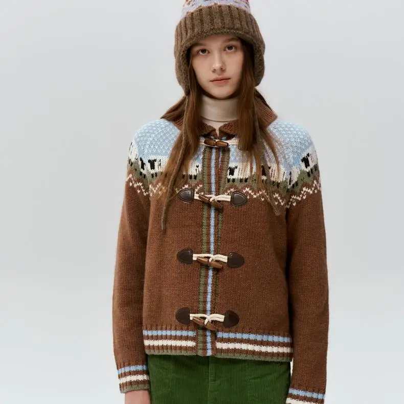 Медведь! 2024 новая зимняя женская одежда модный повседневный свободный вязаный