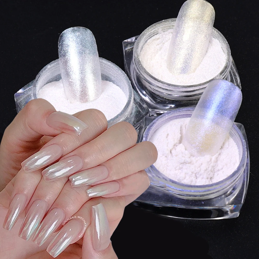 

1Box Aurora Mirror Nail Powder Pigment Pearlescent Chrome Powder Sheer Dust Rubbing Nails Art Glitter Pearl Manicure Nail Powder