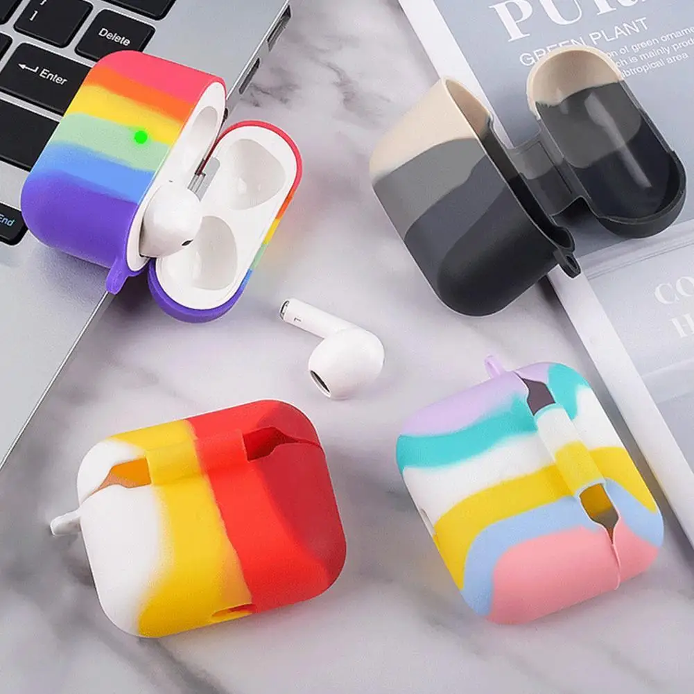 

Силиконовый чехол для AirPods 3, чехол для наушников радужного цвета, защитный чехол для наушников с защитой от падения и брелоком