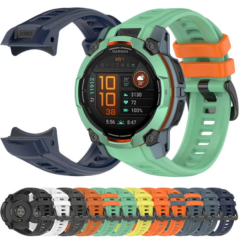 Фото Спортивный силиконовый ремешок для Garmin Instinct 3 Amoled/Solar 45 мм 50 мм Сменный браслет для Garmin Solar Оригинальный ремешок для браслета №1