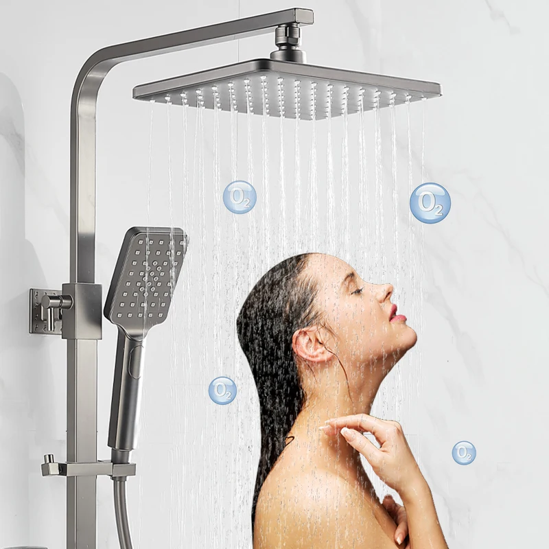 

Термостатический душевой набор серого цвета, смеситель для горячей и холодной воды, цифровая Душевая система, кран для ванны, спа, дождевой ванны с настенным креплением