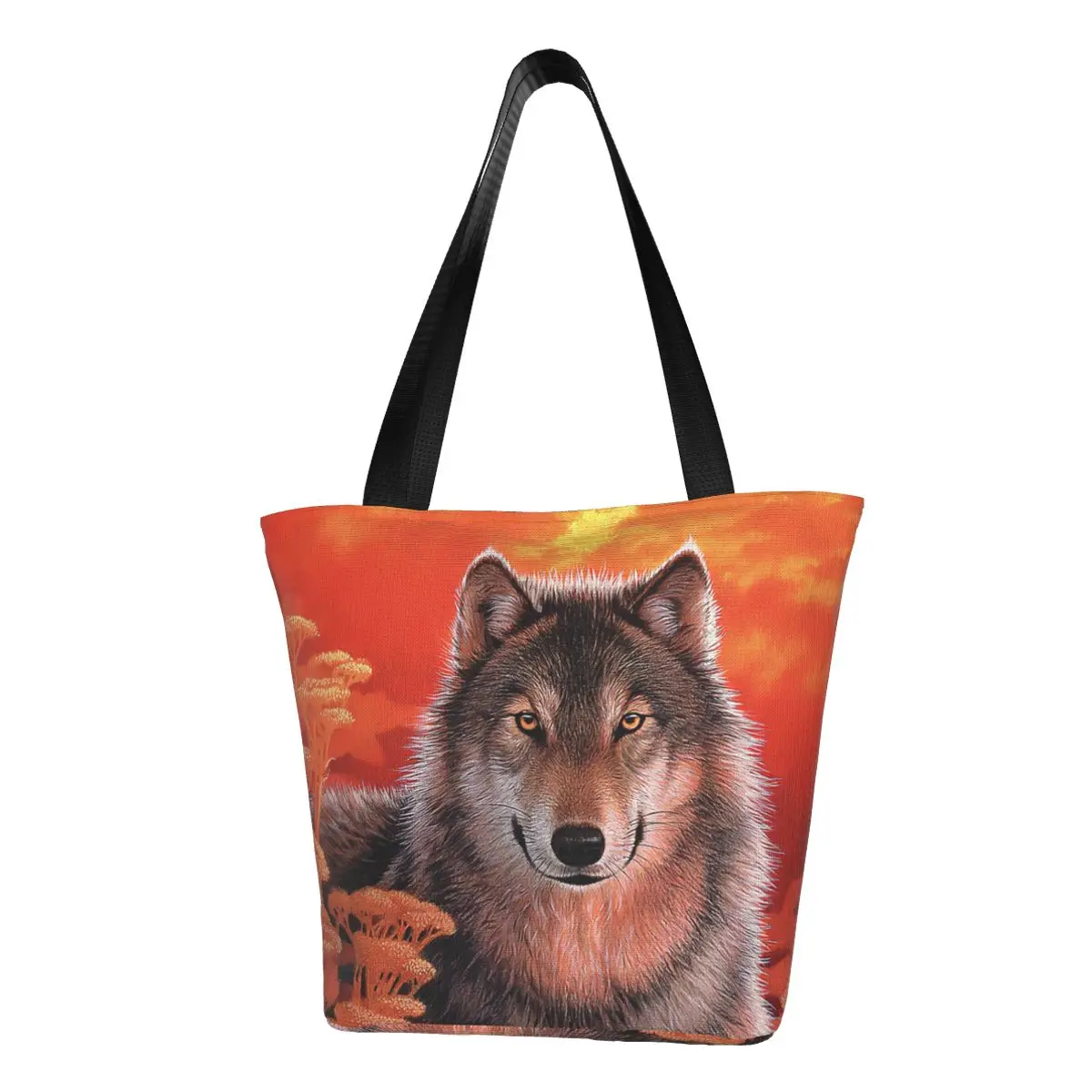 Wolf Polyester outdoor girl handbag, woman shopping bag, shoulder bag, canvas bag, gift bag