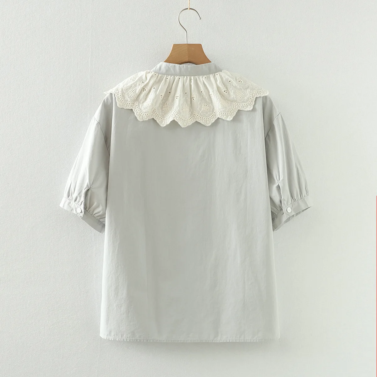 Новая летняя хлопковая рубашка с короткими рукавами кружевные топы-стойки для