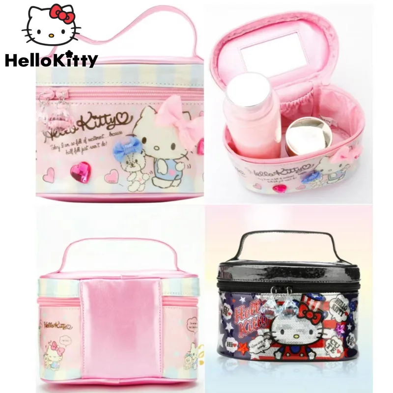 Sanrio Hello Kitty Sequin Pink Cosmetic Bag For Women Fashion 2023 New Y2k Makeup Bag Large Capacity Storage Box Festival Gift