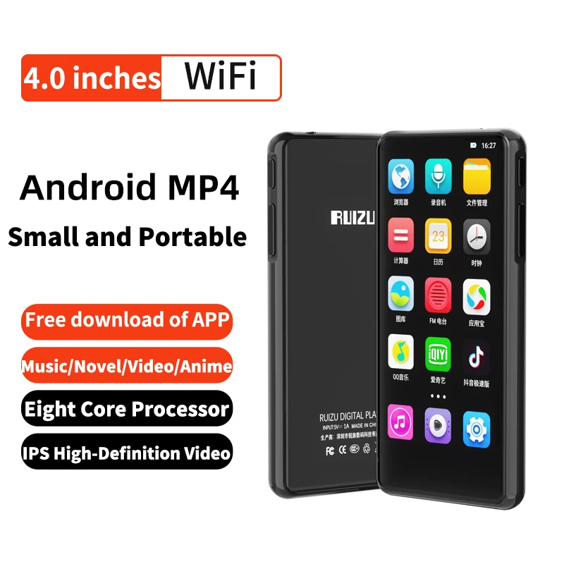 RUIZU H8 Android WiFi MP4 Player Bluetooth Full Touch Screen Internet Radio  Mp3 4 inch Portable Walkman Hifi Players