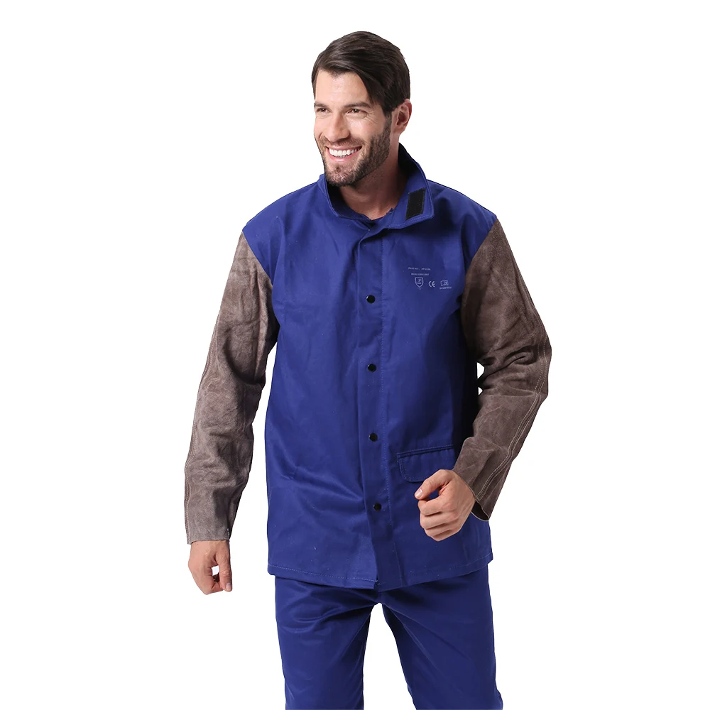 

Профессиональная сварочная куртка из воловьей кожи, огнестойкий хлопок для сварки, искровая абразивная одежда, защитная одежда для рабочих