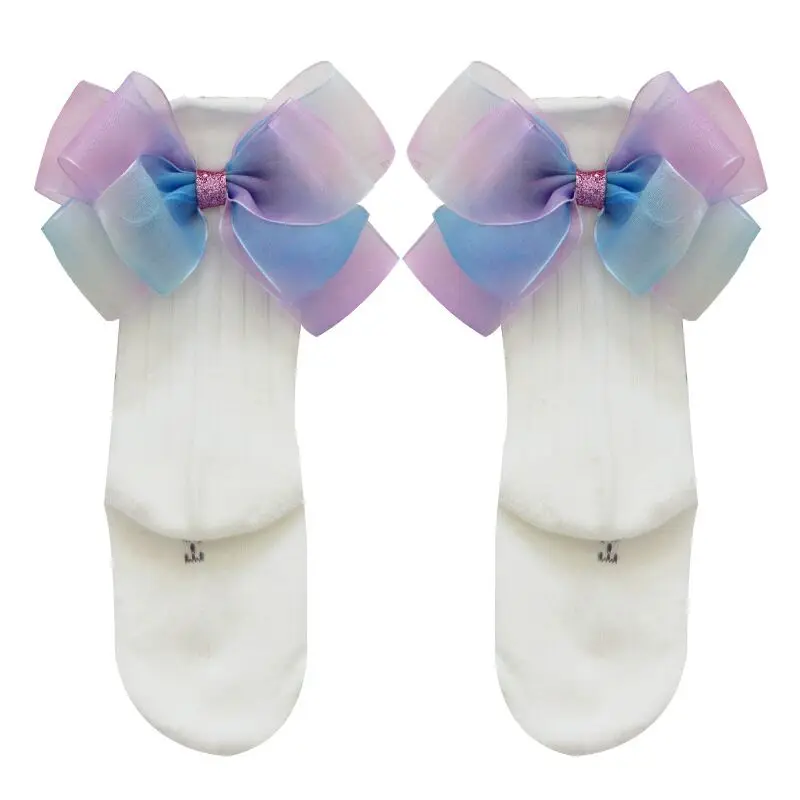 

New Children Socks With Silk Bows Baby Girls Knee High Sock Cotton Toddlers Long Socks