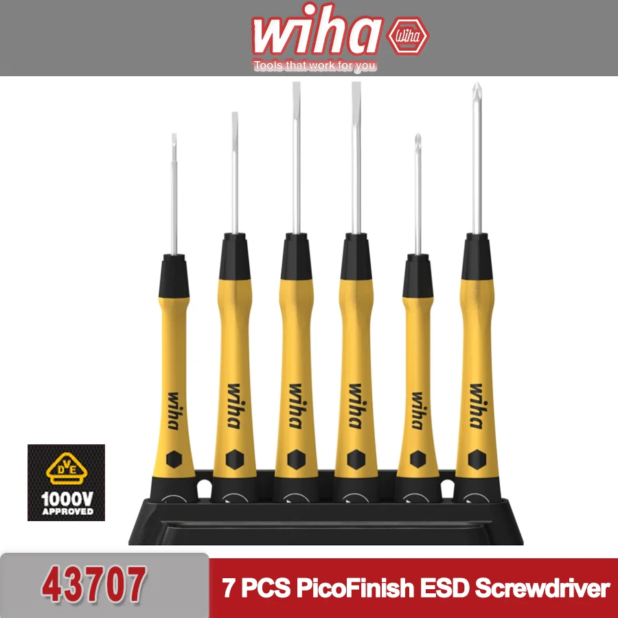 WIHA 7 шт. PicoFinish ESD набор отверток Phllips шлицевые прецизионные отвертки телефонная