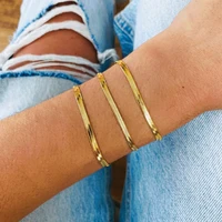 classic snake chain bracelet women trend gold color width 2345mm stainless steel for men jewelry gift