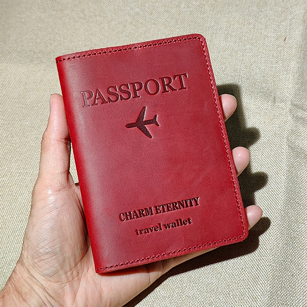 Real Leather Passport Cover women Men Universal Passport Holder designer Travel Passport Case Pouch Porta Pasaporte images - 6