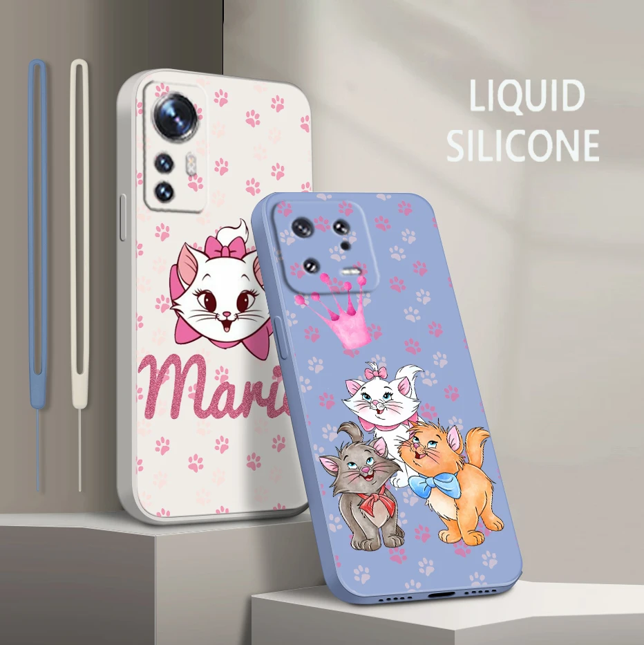 

Marie Cat Cartoon For Xiaomi Mi 13 12 12T 11 11T 10 10T 9 9SE Lite Pro Ultra A3 Liquid Rope Silicone Phone Case Coque Capa Funda
