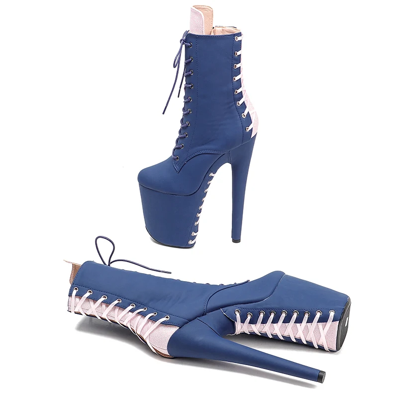 Leecabe  20CM/8inches PU Upper  material High Heel platform Pole Dance boot  fastion shoes