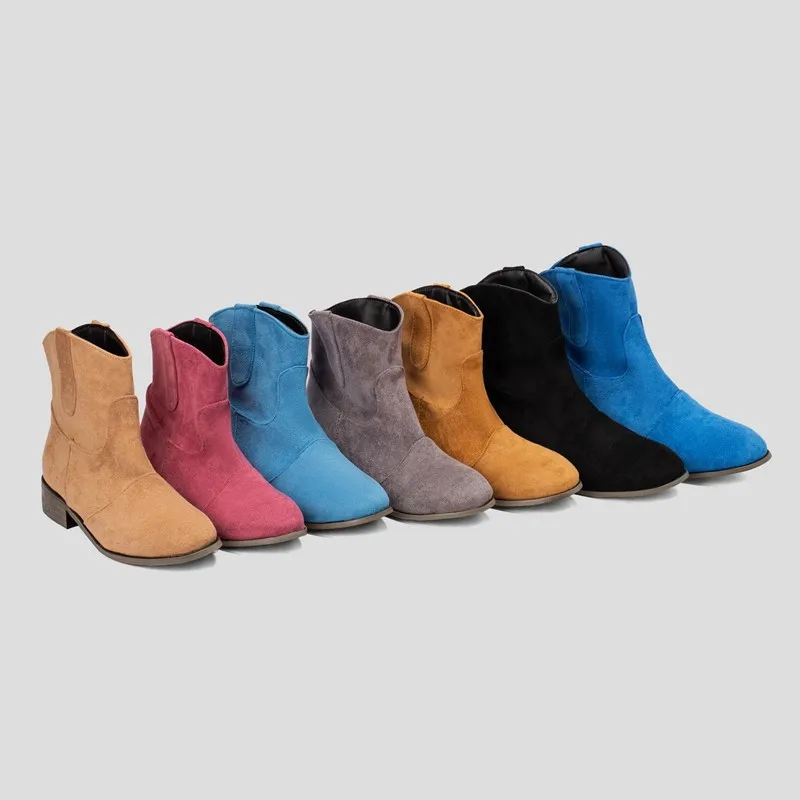 

Women Ankle Boots 2022 Fall Winter Low Heels Round Toe Plus Size Casual Shoes Faux Suede Female Low Women's Boots Free Shipping