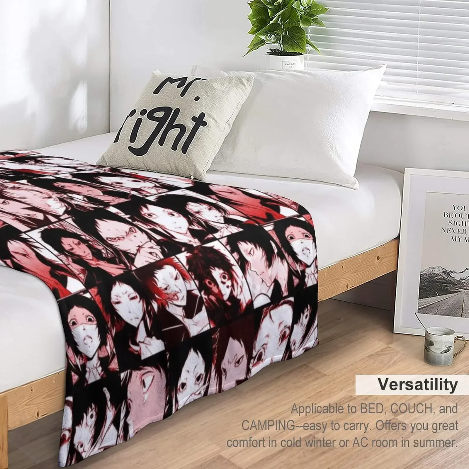 Цветное одеяло Akutagawa Ryunosuke с коллажем простыни мягкие милые пледы