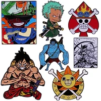 one piece luffy ace zoro sanji thousand sunny cosplay cartoon costume metal badge pin alloy brooch props