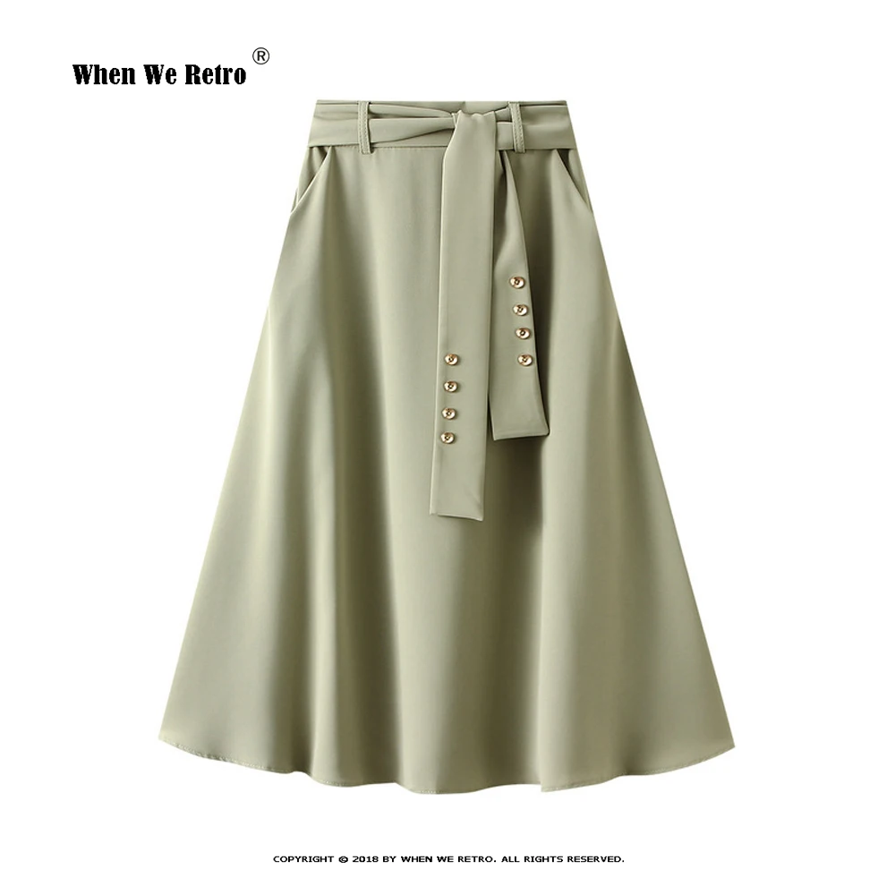 

Женская юбка средней длины, облегающая трапециевидная Юбка со шнуровкой и завышенной талией и бантом, модель RS1049