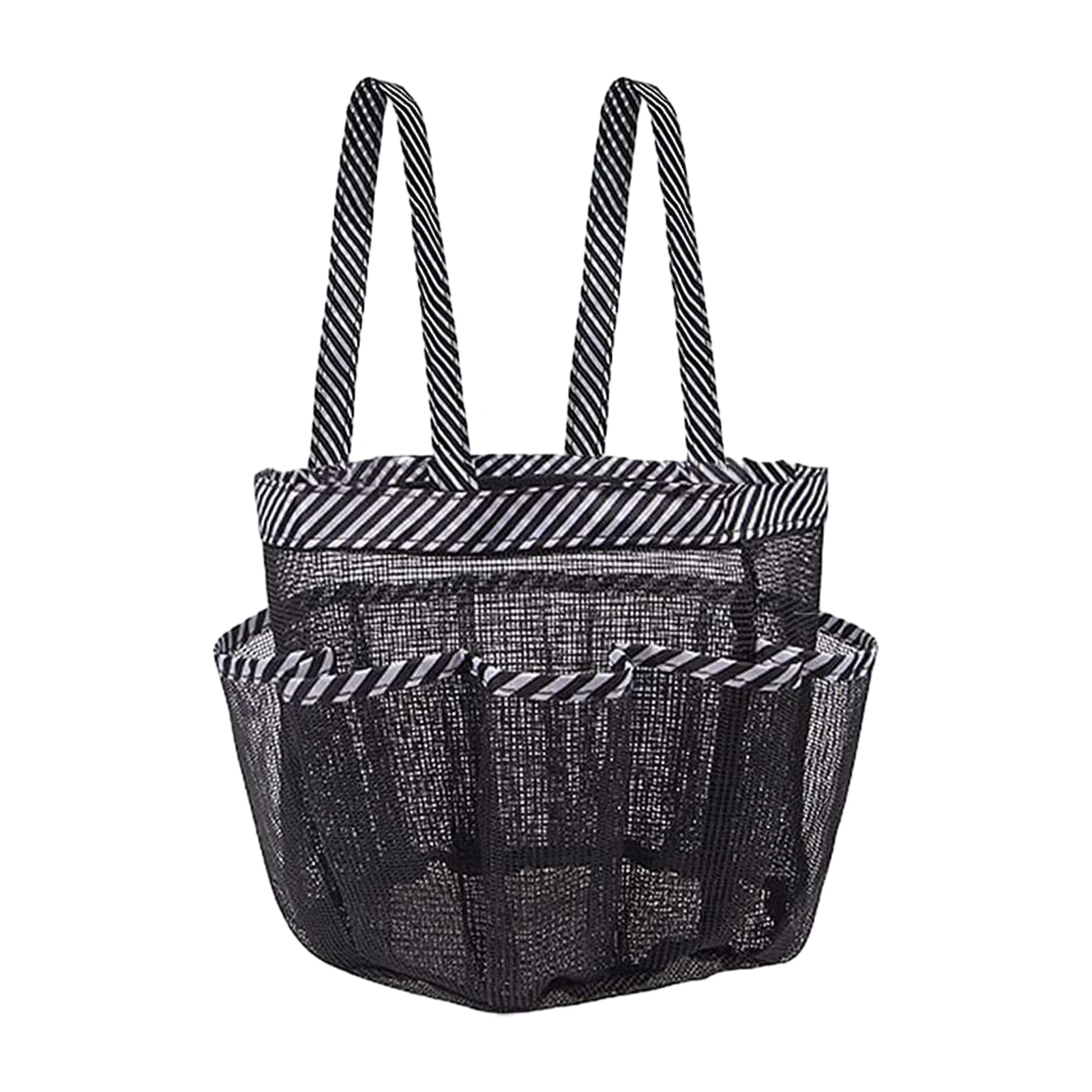 

Large Capacity College Dorm Clothes Beach 8 Compartments Essentials Gym Mesh Shower Bag Swimming Portable Folding With Handle