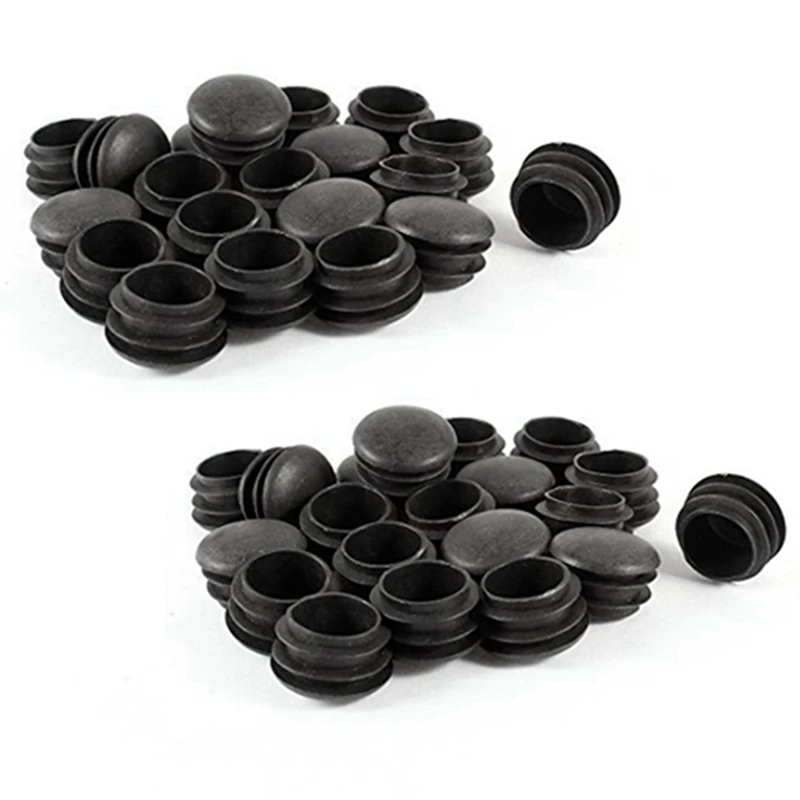 

80 шт., черные пластиковые концевые заглушки, диаметр 25 мм, Круглые трубчатые вставки