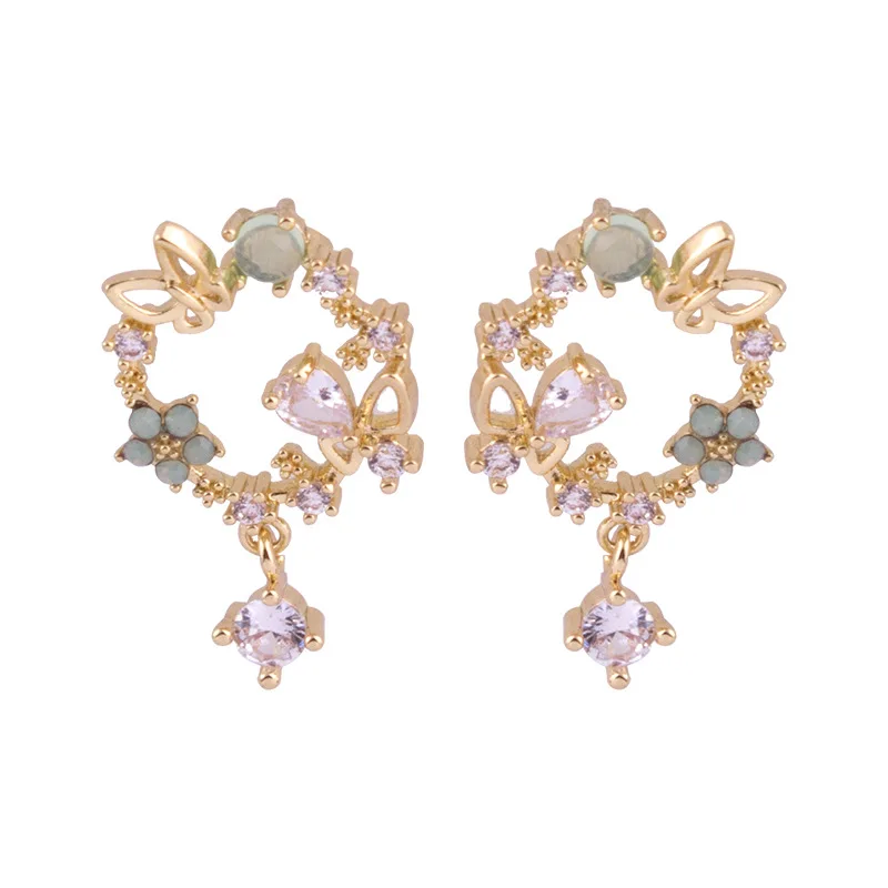 

Korea Earrings Luxury Crystal Acrylic Flowers Butterfly Earrings Clip on Earrings Sweet Elegant Women Party Accessories Jewelry