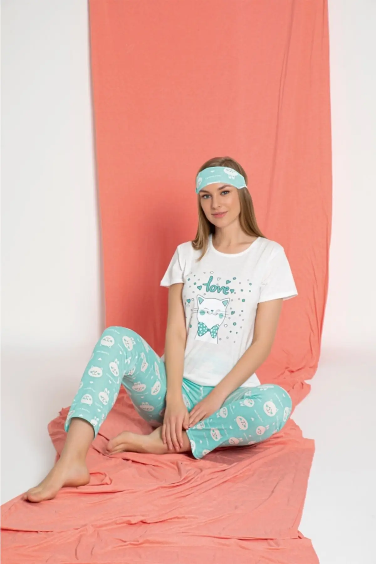 

Women's Pajamas White Turquoise Sleep Lounge Pajamas Nightwear Sleepwear Night Suit Casual Home Clothing