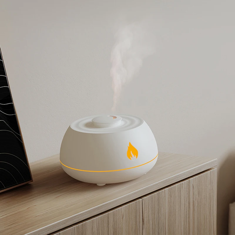 

Diffuser Air Humidifier Home Ultrasonic Mist Maker Fogger Essential Oil Difusor With LED Color Flame Lamp Purifier