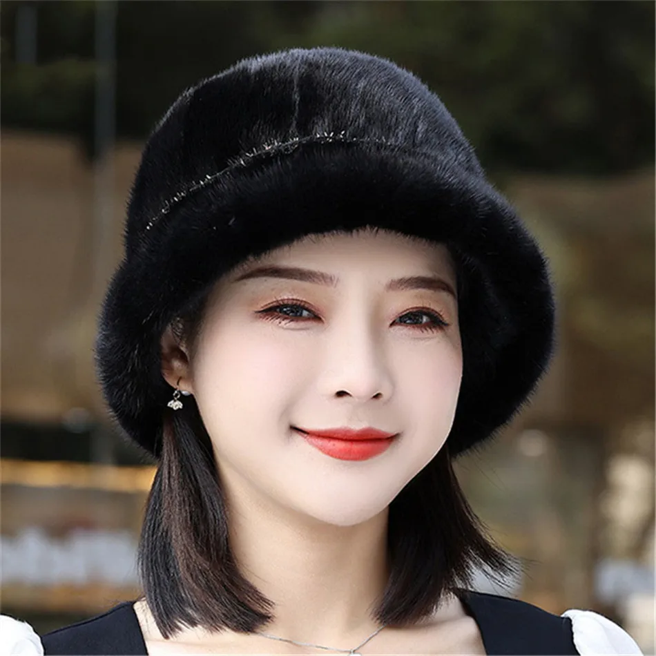 Mink Hair Hat Women's New Mink Top Cap Autumn And Winter Mink Sun Hat Versahion Thickend Ear Protection Mink Cap