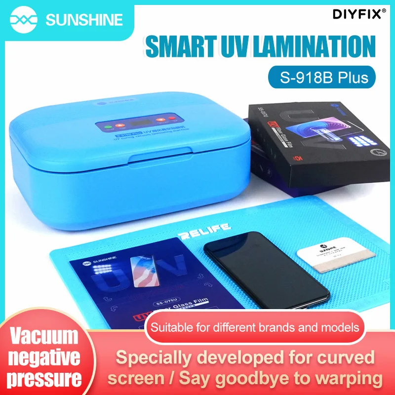 

Sunshine S-918B Plus UV Curing Vacuum Laminating Machine For Curved Straight Screen Cover OCA Lamination Liquid Crystal Curing