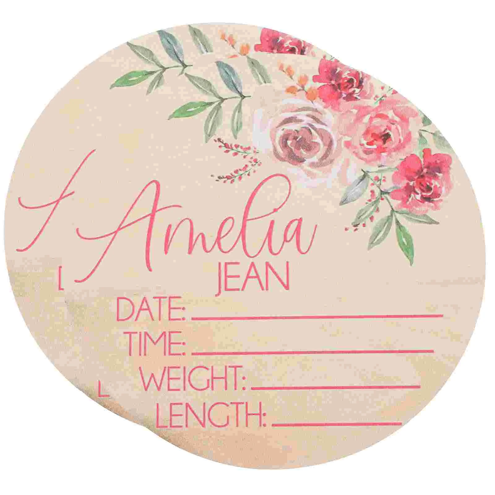 

Sign Baby Announcement Newborn Name Props Hello Birth Round Personalized Wooden Wood World Plaque Photo Nursery Signs Board New