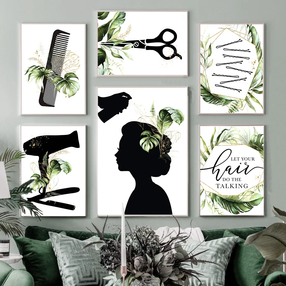 Boho Hair Salon Hairdresser Cosmetology Wall Art Canvas Painting Nordic Posters And Prints Wall Pictures For Beauty Salon Decor