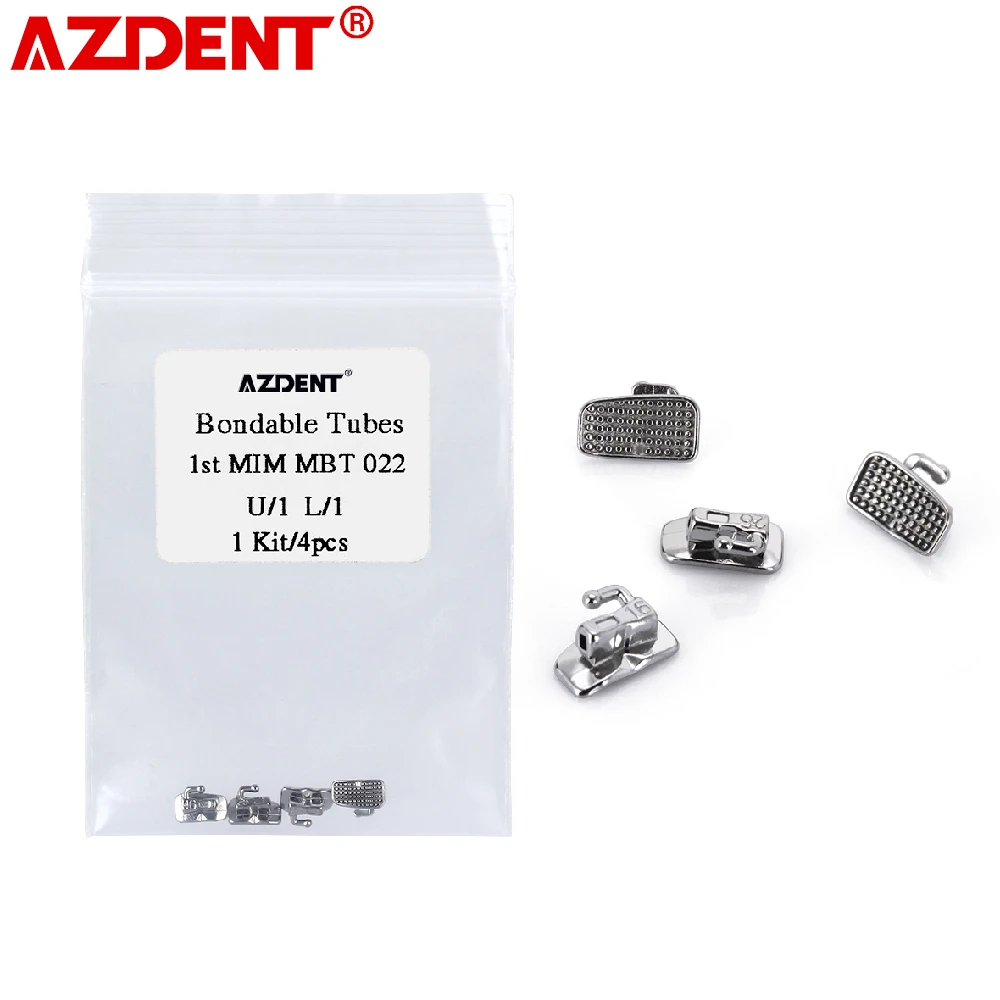 

AZDENT 1st Molar Bondable Monoblock Non-Convertible Single Roth/MBT 0.022 Buccal Tube 4Pcs per Pack