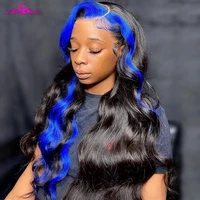 Highlight Blue Wig Human Hair Body Wave Lace Front Wig 30 Inches Brazilian Hair Wigs For Black Women Pre Plucked Remy Hair